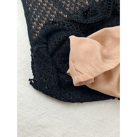 J‎ Jill Skirt Black Crochet Lace Overlay Sz Sm Midi Witchy Goth Adjustable Waist - Picture 6 of 8